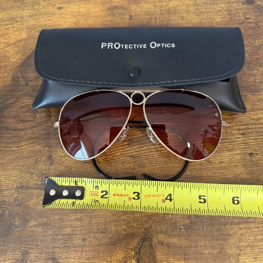 Protective Optics 70s Military Aviator‎ Plum Lens Cable Temple Sunglasses Set